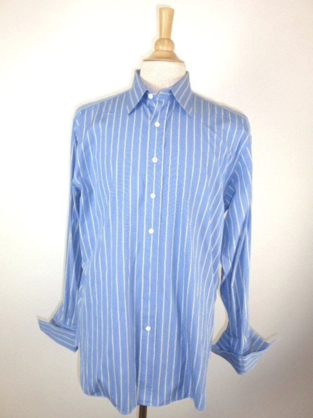 PAUL STUART BLUE STRIPE french cuff SHIRT 16 x 36 L
